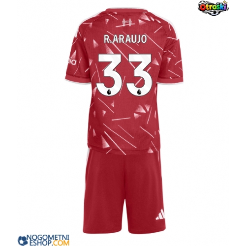 Otroški Nogometni dresi Liverpool Ronald Araujo #33 Domači 2026-27 Kratek Rokav (+ Kratke hlače)
